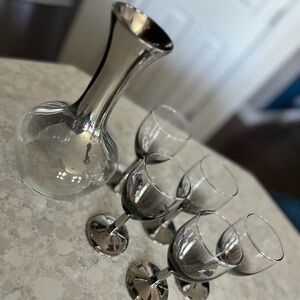 Vintage Decanter and 5 Glasses